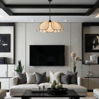 Anakre - Flower-shaped Rattan Pendant Lamp with Black Accents