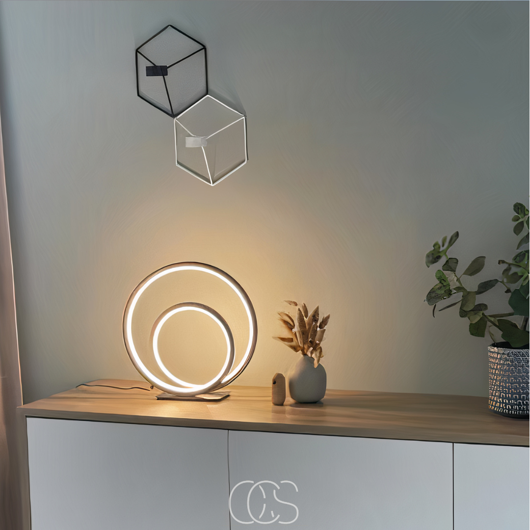 Anakre - Lampa stołowa LED podwójne pierścienie