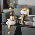 Anakre - Reading Woman on Cloud Sculpture - Resin Art Object