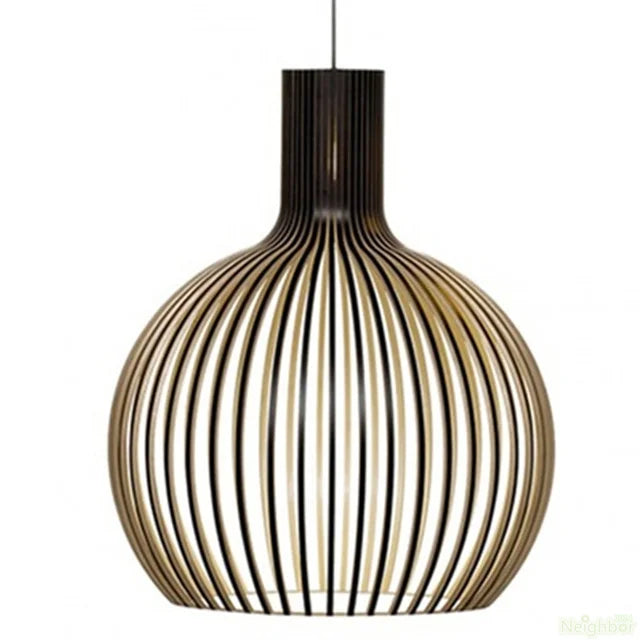 Nordic Wood Cage Pendant Light with Adjustable Cord